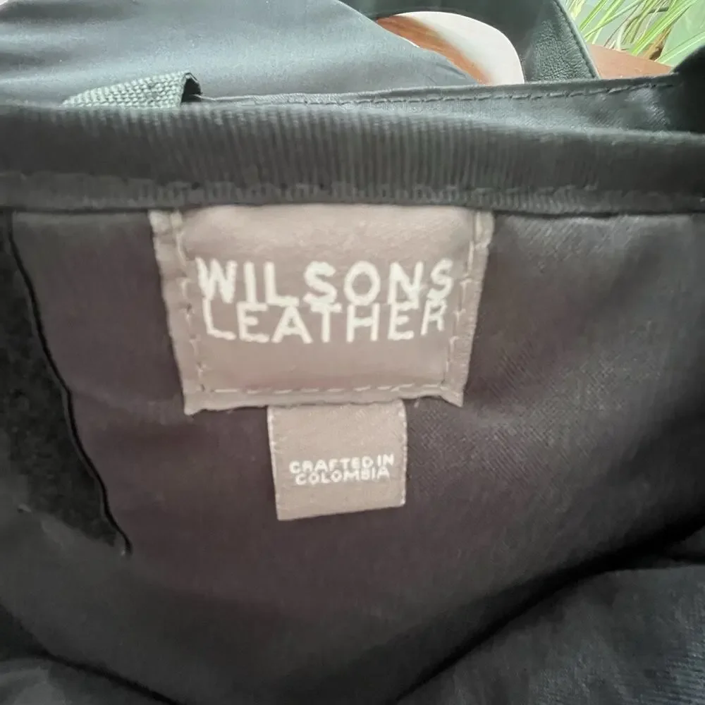Vintage Wilsons Leather Satchel Messenger Black Shoulder Bag Laptop Briefcase